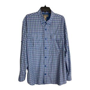 Duluth Mens Shirt Button Up Adult Size Large Blue Plaid Long Sleeve Vented